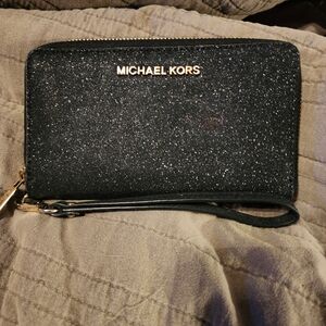 Black sparkly Michael Kors clutch wallet